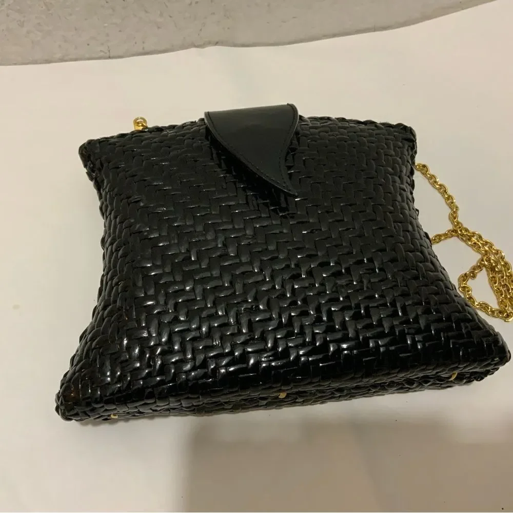 Impulse by SHARIF Leather & PVC Handwoven Basket Weave gold chain